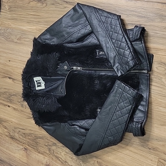 Kut from the Kloth Black Faux Fur Moto Jacket - Picture 5 of 13